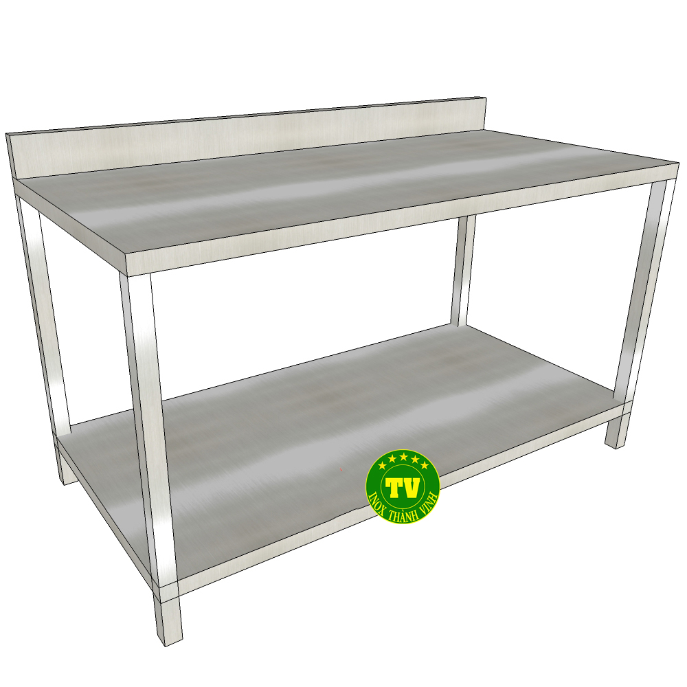 bàn inox 2 tầng có gáy